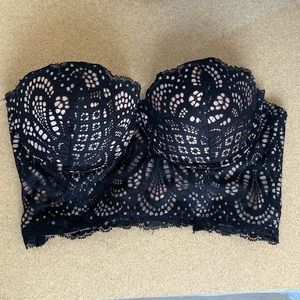 34B Black and Nude Lace Corset Push Up Bustier Bra Rue 21